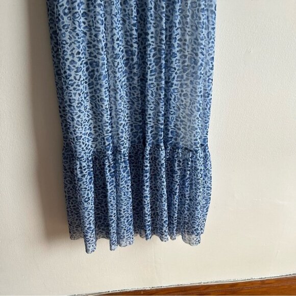 Baum Und Pferdgarten Sz XL Jocelyn Blue Mesh Leopard Print Midi Dress - Picture 7 of 13